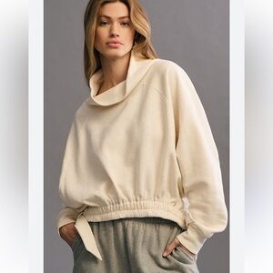 Anthropologie Daily Practice Women's Cream Cowl Neck sweatshirt Size M